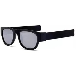 Солнцезащитные очки , квадратные, складные, ударопрочные, поляризационные, черный