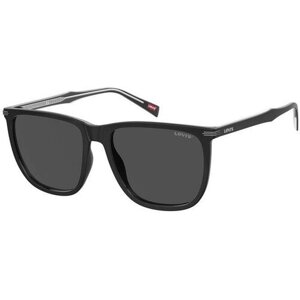 Солнцезащитные очки Levi's, прямоугольные, оправа: пластик, для мужчин, черный