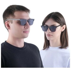 Солнцезащитные очки Мастер К., клабмастеры, оправа: пластик, градиентные, с защитой от УФ, зеркальные, черный