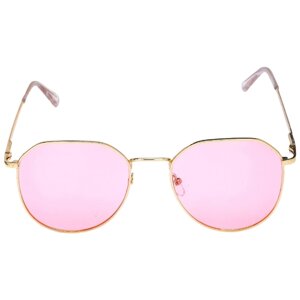 Солнцезащитные очки Мастер К., круглые, оправа: металл, градиентные, поляризационные, для женщин, желтый