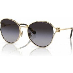 Солнцезащитные очки Miu Miu, овальные, оправа: металл, с защитой от УФ, для женщин, золотой