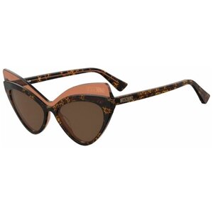 Солнцезащитные очки MOSCHINO, прямоугольные, оправа: пластик, для женщин, коричневый