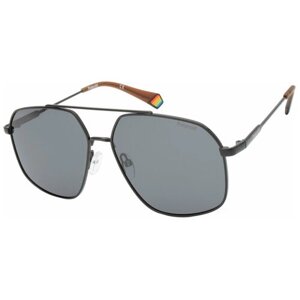 Солнцезащитные очки Polaroid, авиаторы, оправа: металл, с защитой от УФ, черный