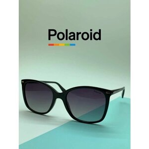 Солнцезащитные очки Polaroid, кошачий глаз, оправа: пластик, черный