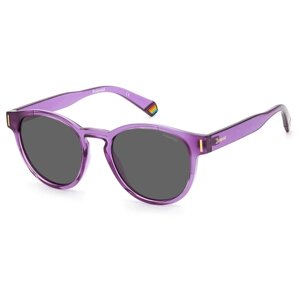 Солнцезащитные очки Polaroid, круглые, оправа: пластик, поляризационные, с защитой от УФ, для женщин, фиолетовый