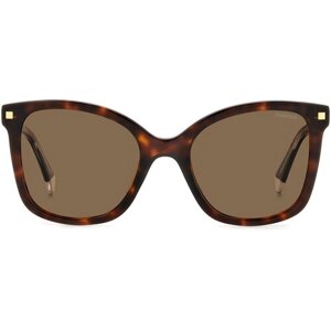 Солнцезащитные очки Polaroid, квадратные, поляризационные, для женщин, коричневый