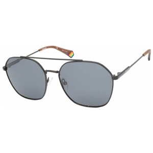 Солнцезащитные очки Polaroid, прямоугольные, оправа: металл, с защитой от УФ, поляризационные, серый