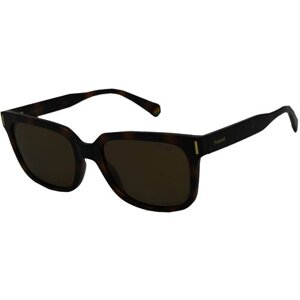 Солнцезащитные очки Polaroid, прямоугольные, оправа: пластик, коричневый