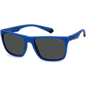 Солнцезащитные очки Polaroid, прямоугольные, оправа: пластик, поляризационные, голубой