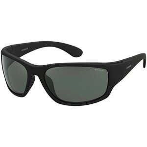 Солнцезащитные очки Polaroid, прямоугольные, спортивные, зеркальные, с защитой от УФ, поляризационные, черный