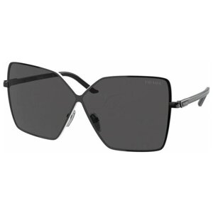 Солнцезащитные очки Prada, клабмастеры, оправа: металл, с защитой от УФ, для женщин, черный