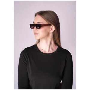Солнцезащитные очки , прямоугольные, оправа: пластик, ударопрочные, устойчивые к появлению царапин, с защитой от УФ, для женщин, коричневый