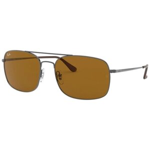 Солнцезащитные очки Ray-Ban, прямоугольные, оправа: металл, для мужчин, серый