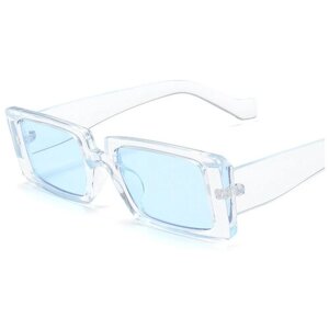 Солнцезащитные очки S00045, прямоугольные, оправа: пластик, с защитой от УФ, поляризационные, зеркальные, голубой