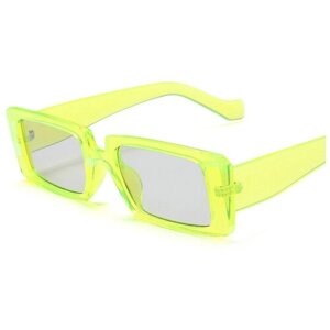 Солнцезащитные очки S00050, прямоугольные, оправа: пластик, с защитой от УФ, поляризационные, зеркальные, зеленый