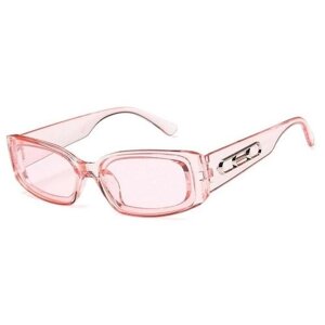Солнцезащитные очки S00068, прямоугольные, оправа: пластик, с защитой от УФ, поляризационные, зеркальные, розовый