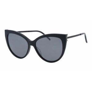 Солнцезащитные очки Saint Laurent, кошачий глаз, оправа: пластик, для женщин, черный