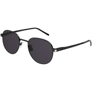 Солнцезащитные очки Saint Laurent, круглые, оправа: металл, с защитой от УФ, черный