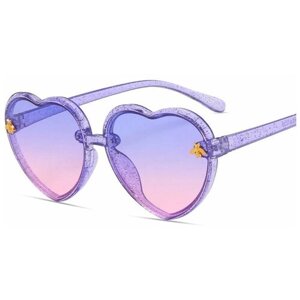 Солнцезащитные очки , сердце, оправа: пластик, для девочек, сиреневый