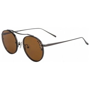 Солнцезащитные очки ST. LOUISE, круглые, оправа: металл, с защитой от УФ, серый
