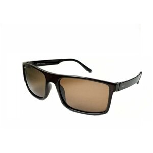 Солнцезащитные очки StyleMark, прямоугольные, оправа: пластик, поляризационные, с защитой от УФ, устойчивые к появлению царапин, для мужчин, коричневый