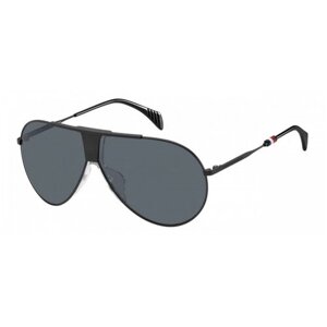 Солнцезащитные очки TOMMY HILFIGER, авиаторы, оправа: металл, для мужчин, черный