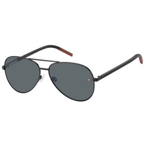 Солнцезащитные очки TOMMY HILFIGER, невидимка, оправа: металл, спортивные, для женщин, черный