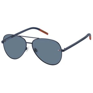 Солнцезащитные очки TOMMY HILFIGER, невидимка, оправа: металл, спортивные, синий