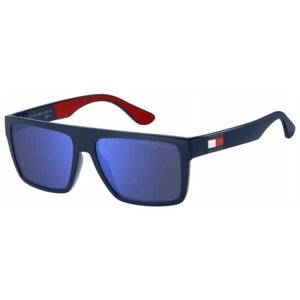 Солнцезащитные очки TOMMY HILFIGER, прямоугольные, оправа: пластик, с защитой от УФ, для мужчин, синий