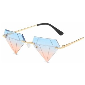 Солнцезащитные очки , узкие, оправа: металл, для женщин, голубой