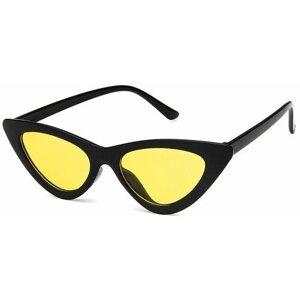 Солнцезащитные очки , узкие, оправа: пластик, для женщин, черный