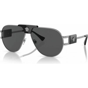 Солнцезащитные очки Versace, авиаторы, оправа: металл, с защитой от УФ, для мужчин, серый