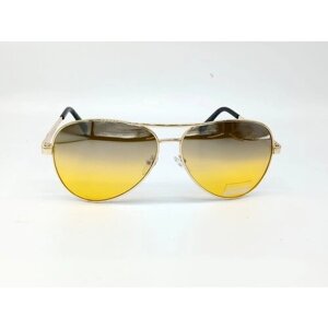 Стильные солнцезащитные очки Авиаторы Антифары цвет золотистый