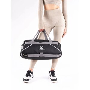 Сумка спортивная сумка-рюкзак LINKRIS, 32 л, 27х26х46 см, ручная кладь, отделение для обуви, водонепроницаемая, черный, серый