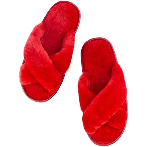 Тапочки LAMB BOTTI, натуральный мех, размер 40, красный