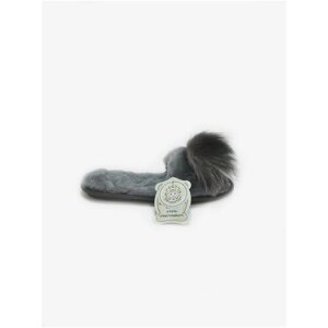 Тапочки ОвчинаТорг, натуральный мех, нескользящая подошва, размер 39, серый
