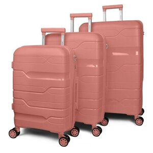 Умный чемодан Impreza, 3 шт., полипропилен, водонепроницаемый, ребра жесткости, опорные ножки на боковой стенке, увеличение объема, 120 л, размер M, мультиколор