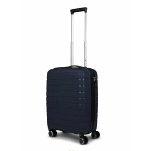 Умный чемодан Impreza Shift 2408003, полипропилен, рифленая поверхность, ребра жесткости, опорные ножки на боковой стенке, увеличение объема, водонепроницаемый, 38 л, размер S, синий
