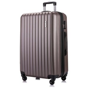 Умный чемодан L'case, ABS-пластик, пластик, рифленая поверхность, опорные ножки на боковой стенке, 90 л, размер L, коричневый