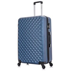 Умный чемодан L'case, пластик, ABS-пластик, рифленая поверхность, опорные ножки на боковой стенке, 81 л, размер M, синий
