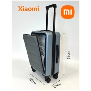 Умный чемодан Xiaomi, полиэстер, ABS-пластик, поликарбонат, износостойкий, усиленные углы, ребра жесткости, водонепроницаемый, 36 л, размер S, голубой