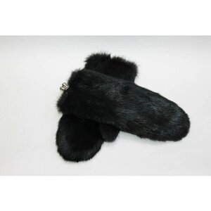 Варежки зимние, натуральный мех, подкладка, размер 8, черный