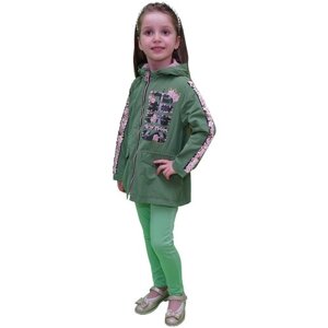 Ветровка (парка) PARIS" с капюшоном для девочки, MDM MiDiMOD GOLD, размер 122, зеленый
