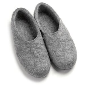 Войлочные домашние тапочки Woole "Классические" серые женские валяные тапки мягкие из шерсти (37)