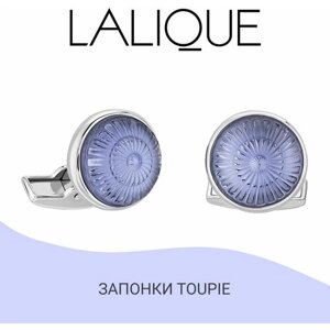 Запонки Lalique, нержавеющая сталь, хрусталь, голубой