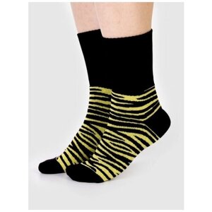 Женские носки Babushka средние, фантазийные, утепленные, размер 36-39, черный