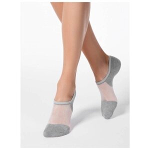 Женские носки Conte Elegant укороченные, в сетку, размер 23, серый, белый