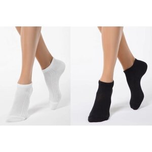Женские носки Conte Elegant укороченные, в сетку, размер 36-37, черный, белый