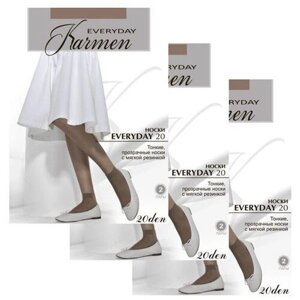 Женские носки Karmen средние, капроновые, 20 den, 6 пар, размер 1-unica, коричневый