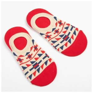 Женские носки Minaku укороченные, размер 36-39, красный, бежевый